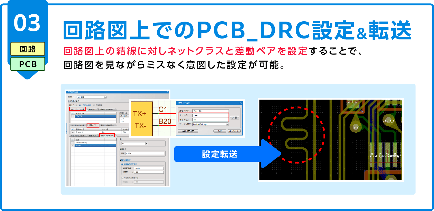回路図上でのPCB_DRC設定&転送